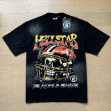 American Trend Hell Star Ins-style retro printed top for men and women, casual trendy pure cotton washed short-sleeve T-shirt