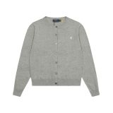 Cross-border high-quality~Ralph RL pony embroidery simple round-neck basic knit cardigan long-sleeve round-neck autumn women's