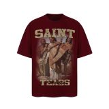 25ss cross-border European and American trendy brand high street loose casual retro short-sleeve T-shirt for men and women with printed letter and portrait designs