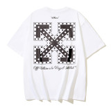 American streetwear brand OFF OW arrow graffiti print heavy-duty street style summer short-sleeve high street casual T-shirt for men and women