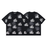 New cross-border HELL trendy high-quality vintage distressed T-shirt, loose fit printed short-sleeve T-shirt, unisex style for couples