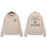 Amiri American streetwear brand logo embroidered loose vintage distressed washed casual hoodie and sweatpants unisex set