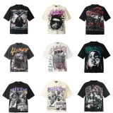 25ss cross-border American streetwear brand HELLSTAR full-print vintage hip-hop loose casual short-sleeve T-shirt for men and women