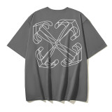 25ss high-quality OFF OW trendy high street arrow print summer short-sleeve casual loose T-shirt for men and women couples