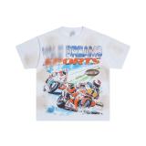 25ss Summer New High-Quality VAL Fashion High-Street Washed Vintage Street Style Direct Print Rhinestone Short-Sleeve Unisex T-Shirt