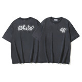 New Summer Arrival: OFF-WHITE Washed Vintage Double Yarn Heavyweight Angel Red Old Man Religious Print Men's Short Sleeve T-Shirt