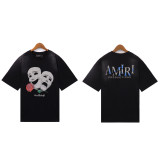 European and American trendy brand AMIRI series tie-dye micro-logo washed retro casual short-sleeve T-shirt, unisex