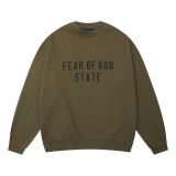 Spring/Summer New FOG ICON Double-Line Letter Print Crew Neck Pullover Short Sleeve Unisex Fleece Hoodie