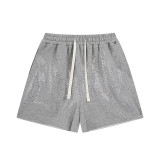 25ss Summer MIXED EMOTION trendy street style waffle embroidered rhinestone casual shorts unisex set