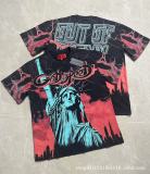 25ss Summer New Godspeed American Style Trendy Rock Street Hip-Hop Vintage Washed Printed Short Sleeve