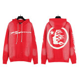 Hellstar European and American fashion brand high street vintage washed distressed printed street style loose hoodie for men and women