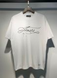 Cross-border trendy brand AMIRI letter logo cross and four-pointed star double-thread pure cotton unisex loose-fit short-sleeve T-shirt