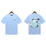 European and American trendy brand AMIRI series tie-dye micro-logo washed retro casual short-sleeve T-shirt, unisex