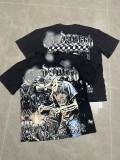 Cross-border American niche trendy brand T-shirt with skull print, loose fit, short sleeves, vintage washed, unisex and versatile