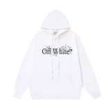 High-quality OFF American streetwear brand heavyweight Angel Caravaggio pure cotton arrow print hoodie OW sweatshirt for men and women
