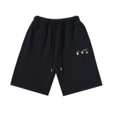 Brushed fleece 450g double logo print OW shorts, new summer style, European and American trendy brand, plus size knee-length shorts