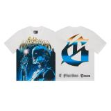 Cross-border foreign trade American fashion high street skull rock band washed casual loose short-sleeve t-shirt for men and women