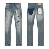 Cross-border European and American Purple Brand jeans, washed, distressed, vintage, ripped, with splatter paint, cool and stylish, Amiri American style