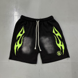 Hell Star Washed Vintage Casual Shorts Summer New European and American Trendy Brand Hip-Hop Shorts for Men and Women