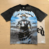 26ss Cross-Border Foreign Trade GOD American Trend High Street Vintage Washed Distressed Skull Unisex Loose Fit Printed Short Sleeve T-Shirt