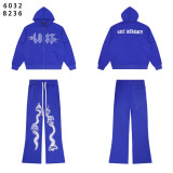 25ss Cross-Border Foreign Trade Lost Intricacy American Los Angeles Trendy Brand Rhinestone Cardigan Hoodie Set for Men