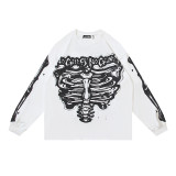 25ss Cross-Border Foreign Trade Hellstar American Style Trendy Brand High Street Washed Distressed Vintage Print Long Sleeve T-Shirt
