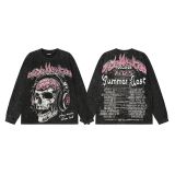 25ss Cross-Border Foreign Trade Hellstar American Style Trendy Brand High Street Washed Distressed Vintage Print Long Sleeve T-Shirt