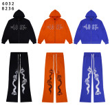 25ss Cross-Border Foreign Trade Lost Intricacy American Los Angeles Trendy Brand Rhinestone Cardigan Hoodie Set for Men