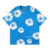 25ss Summer New DT European and American Trendy Brand Foam Cotton High Street Loose Street Style Short Sleeve T-Shirt Unisex Set