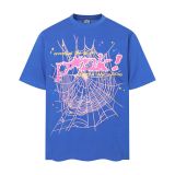 26ss Cross-Border Foreign Trade Sp555der American Style Trendy Brand High Street Printed Foam Loose Casual Short Sleeve T-Shirt for Men and Women