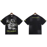 American trendy INS-style Hell Star retro print summer street fashion loose casual shorts and short-sleeve T-shirt for men and women