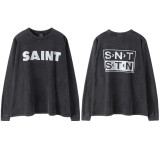 Hip-hop SAINT MICHAEL ICON new vintage graffiti loose-fit round-neck long-sleeve T-shirt for men and women