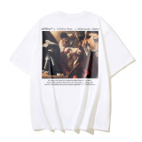 25ss European and American cross-border fashion high street OFF-WHITE high-quality printed graffiti loose short-sleeve T-shirt for men and women