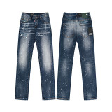 Cross-border foreign trade DSQUARED2 European and American trendy brand slim-fit skinny jeans with washed-out and distressed details for men