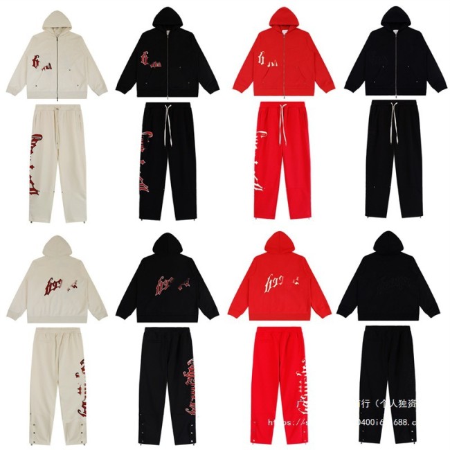 25S cross-border European and American trendy brand GOD&speed letter embroidered hooded sweatshirt and high street casual pants set for men and women