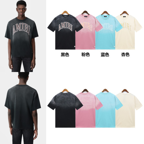 European and American trendy brand AMIRI series tie-dye micro-logo washed retro casual short-sleeve T-shirt, unisex
