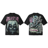 25ss cross-border foreign trade HELLSTAR American style trendy brand high street hip-hop loose casual short-sleeve T-shirt unisex