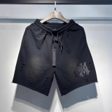 25ss Summer New AMIRI American Streetwear Washed Cotton Ripped Shorts Casual Loose Fit Shorts for Men and Women