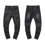 Cross-border European and American Purple Brand jeans, washed, distressed, vintage, ripped, with splatter paint, cool and stylish, Amiri American style