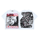 25ss Summer New Arrival Hellstar Fashionable High Street Washed Vintage Print Loose Short Sleeve T-Shirt Unisex