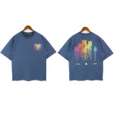 European and American trendy brand AMIRI series tie-dye micro-logo washed retro casual short-sleeve T-shirt, unisex