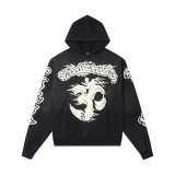 New Hellstar European and American fashion brand high street fleece washed distressed zip-up hoodie for men and women