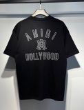 Summer new short-sleeve AM1R1 ICON letter print loose t-shirt, men's trendy casual half-sleeve top, women's