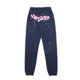 Sp555der spider web print hoodie, European and American trendy brand, large size loose-fitting long pants, hooded sweatshirt set, unisex