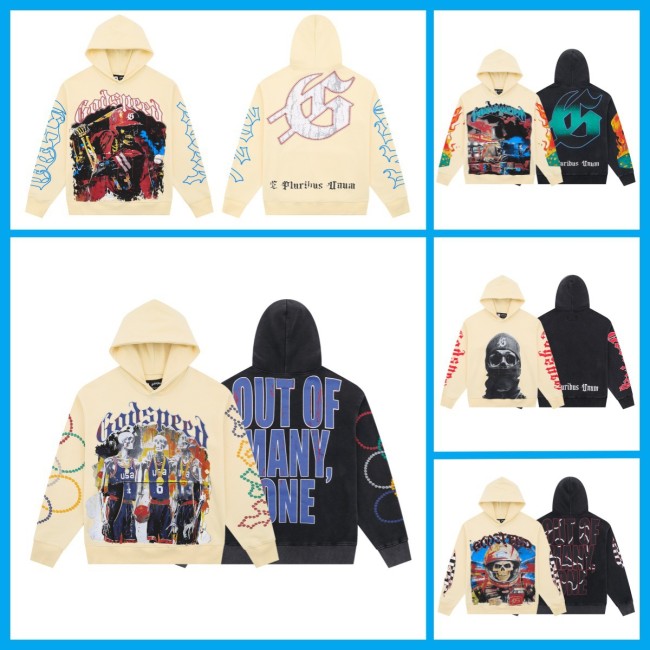 25 new European and American trendy brand skull rock band unisex casual loose hooded sweatshirt for teenagers
