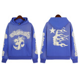[Hell Series] Trendy High Street Hell Star Distressed Worker Head Print Casual Hoodie