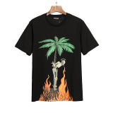 Cross-border foreign trade wholesale pa trendy brand short-sleeve T-shirt with decapitated bear, palm tree, large logo, lettering on the back, and batwing sleeves