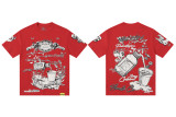 25ss American fashion high street COUGH SYRUP 3D white ink direct print rhinestone high street loose double yarn short sleeve t-shirt for men