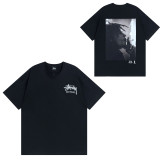 Summer short-sleeve Stus heavy-duty long-sleeve with correct lettering, high-quality American streetwear brand for couples