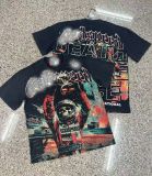 Cross-border American niche trendy brand T-shirt with skull print, loose fit, short sleeves, vintage washed, unisex and versatile